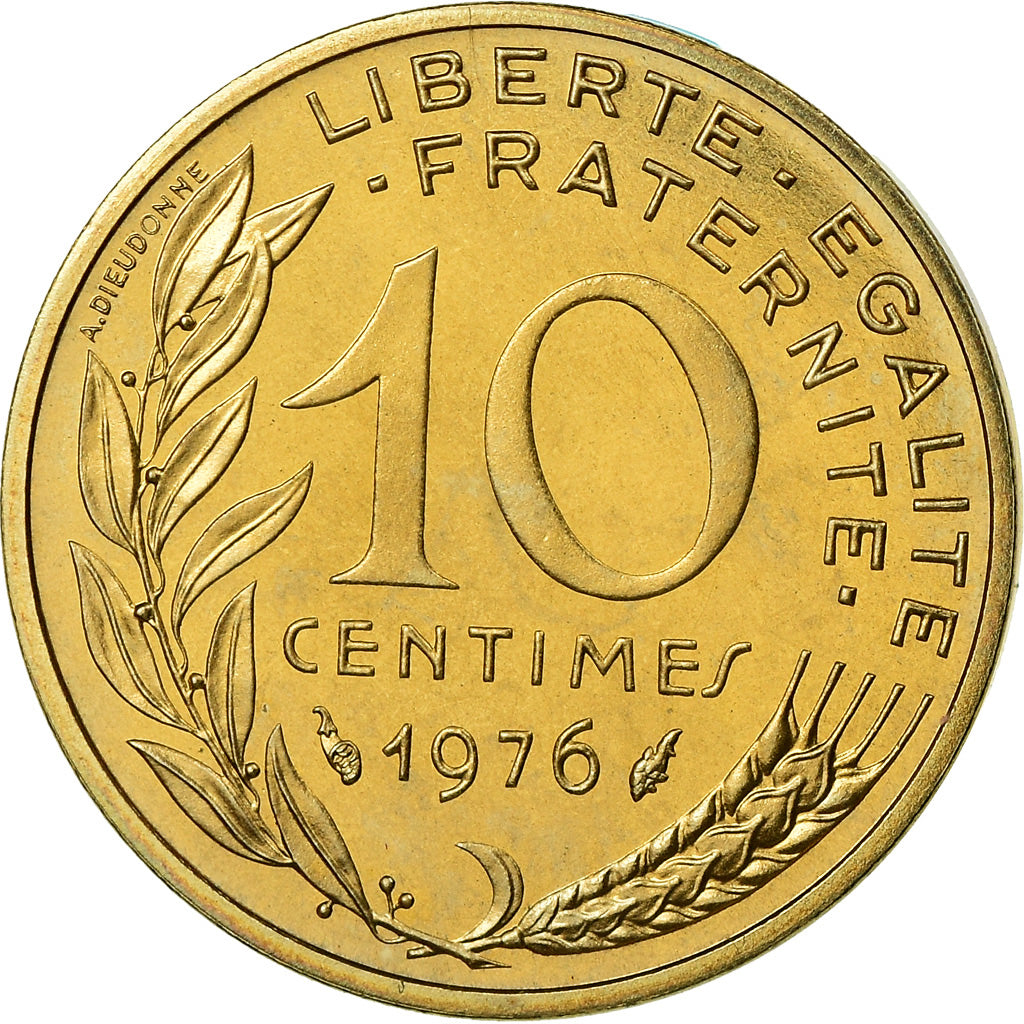 Munten, Frankrijk, Marianne, 10 Centimes, 1976, Paris, FDC, FDC