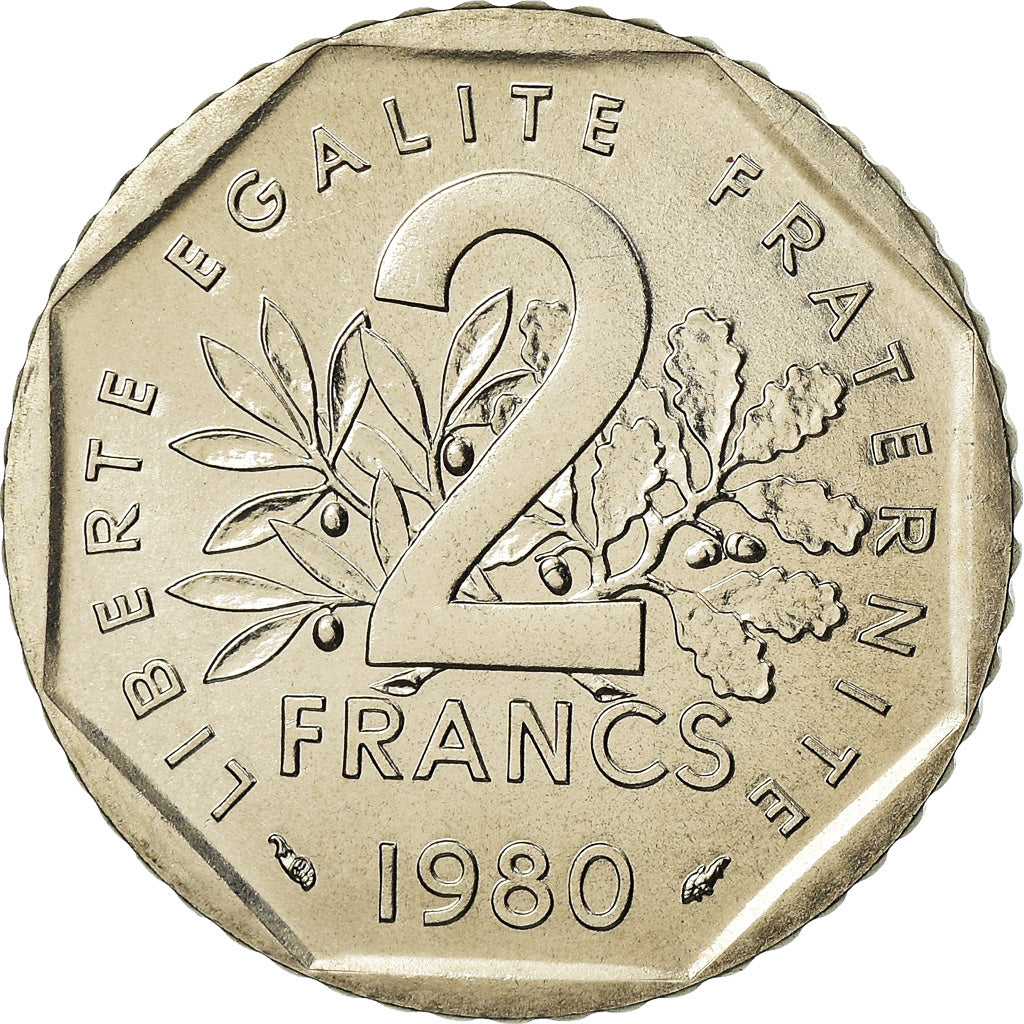 Moeda, França, Semeuse, 2 Francs, 1980, FDC, MS(65-70), Níquel, KM:942.1