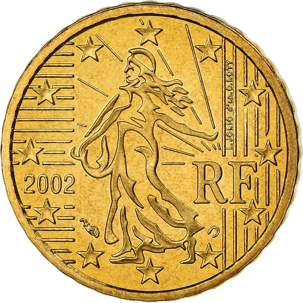 France, 10 Euro Cent, 2002, BE, MS(65-70), Brass, KM:1285