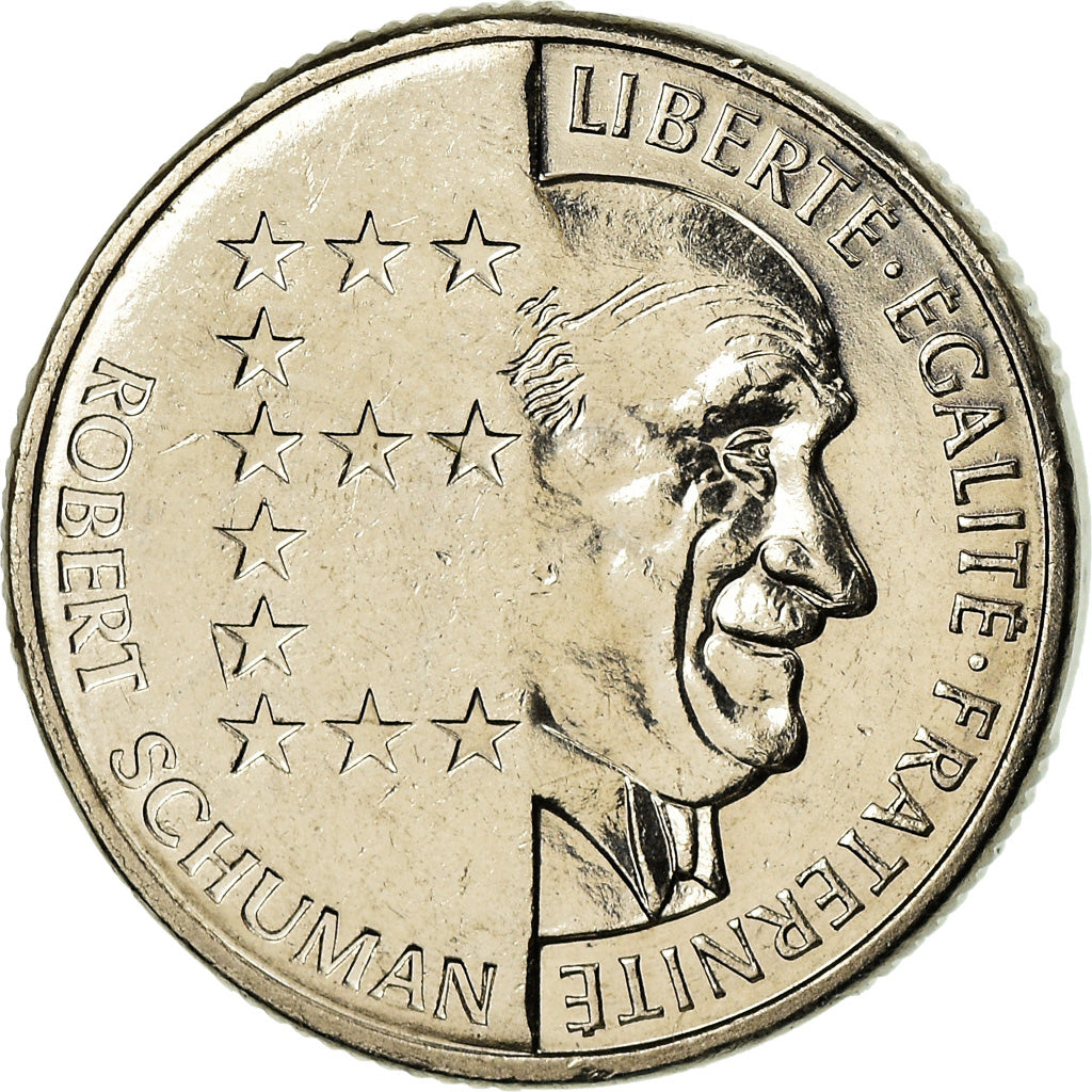Moneda, Francia, Schumann, 10 Francs, 1986, Paris, MBC+, Níquel, KM:958