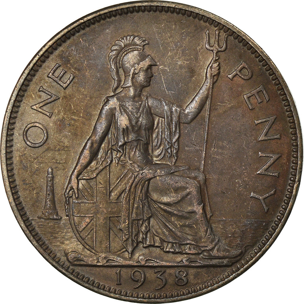Coin, Great Britain, George VI, Penny, 1938, AU(50-53), Bronze, KM:845