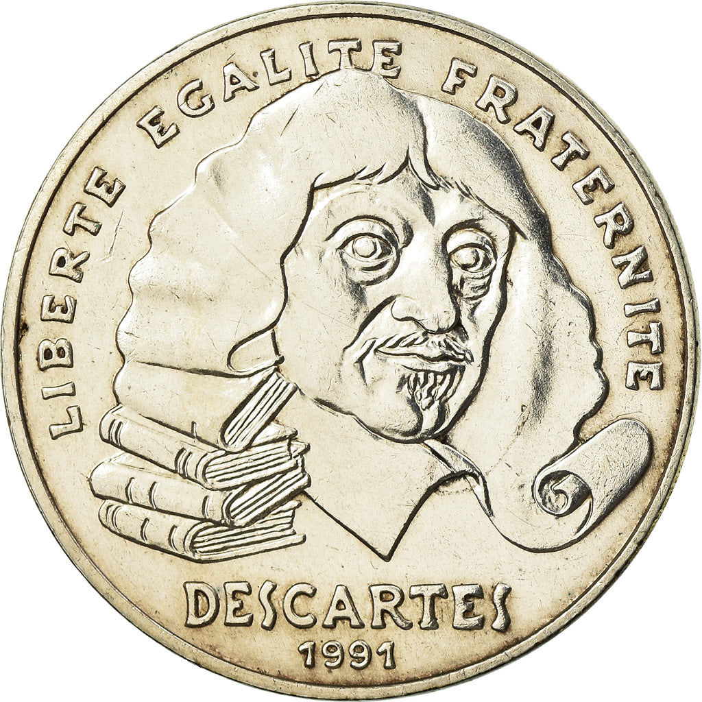 Munten, Frankrijk, Descartes, 100 Francs, 1991, FDC, FDC, Zilver, KM:996