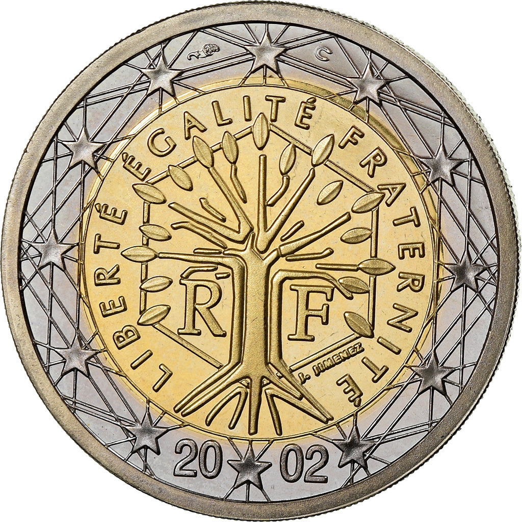 France, 2 Euro, 2002, BE, MS(65-70), Bi-Metallic, KM:1289