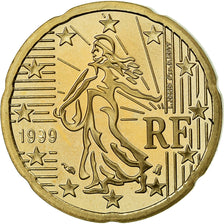 France, 20 Euro Cent, 1999, BE, MS(65-70), Brass, KM:1286