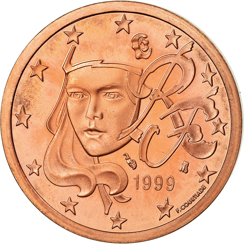 France, 5 Euro Cent, 1999, BE, MS(65-70), Copper Plated Steel, KM:1284