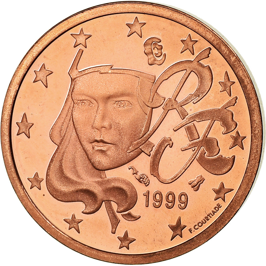 Frankrijk, Euro Cent, 1999, BE, FDC, Copper Plated Steel, KM:1282