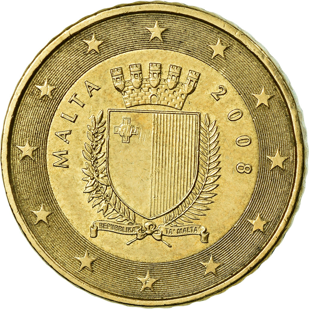 Malta, 50 Euro Cent, 2008, ZF+, Tin, KM:130
