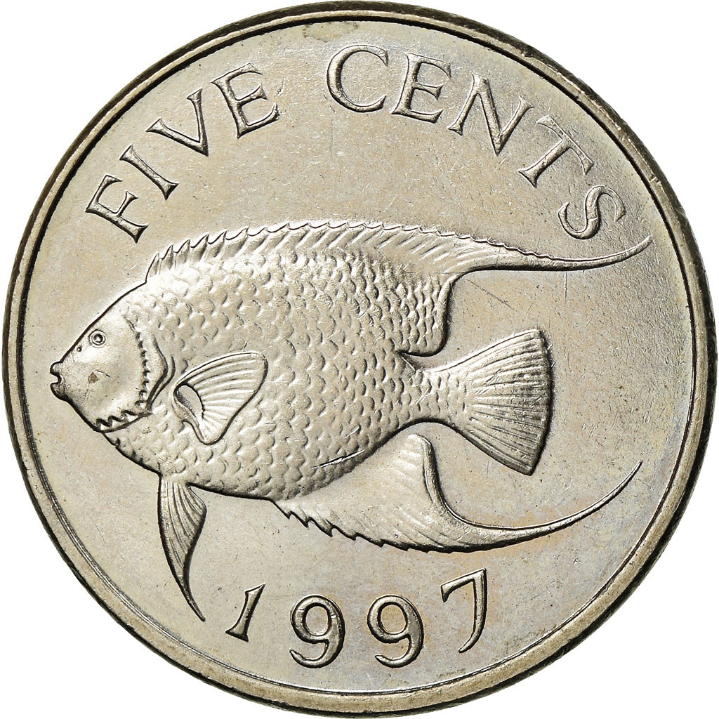 Coin, Bermuda, Elizabeth II, 5 Cents, 1997, AU(55-58), Copper-nickel, KM:45