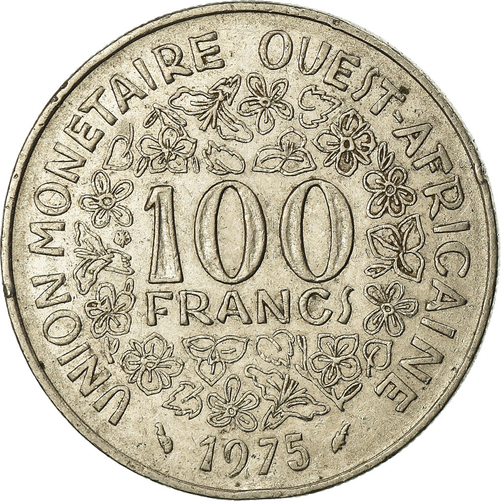 Moneta, Kraje Afryki Zachodniej, 100 Francs, 1975, EF(40-45), Nikiel, KM:4