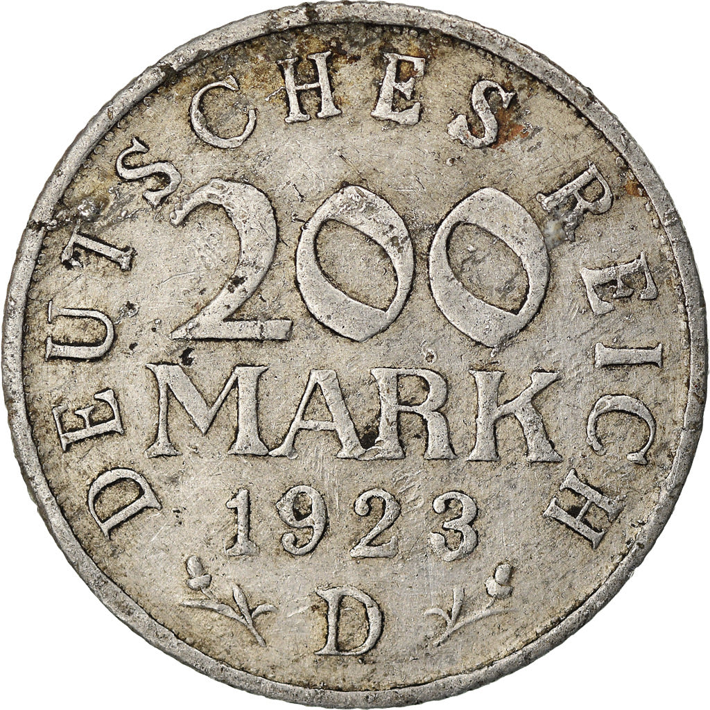 Coin, GERMANY, WEIMAR REPUBLIC, 200 Mark, 1923, Munich, EF(40-45), Aluminum