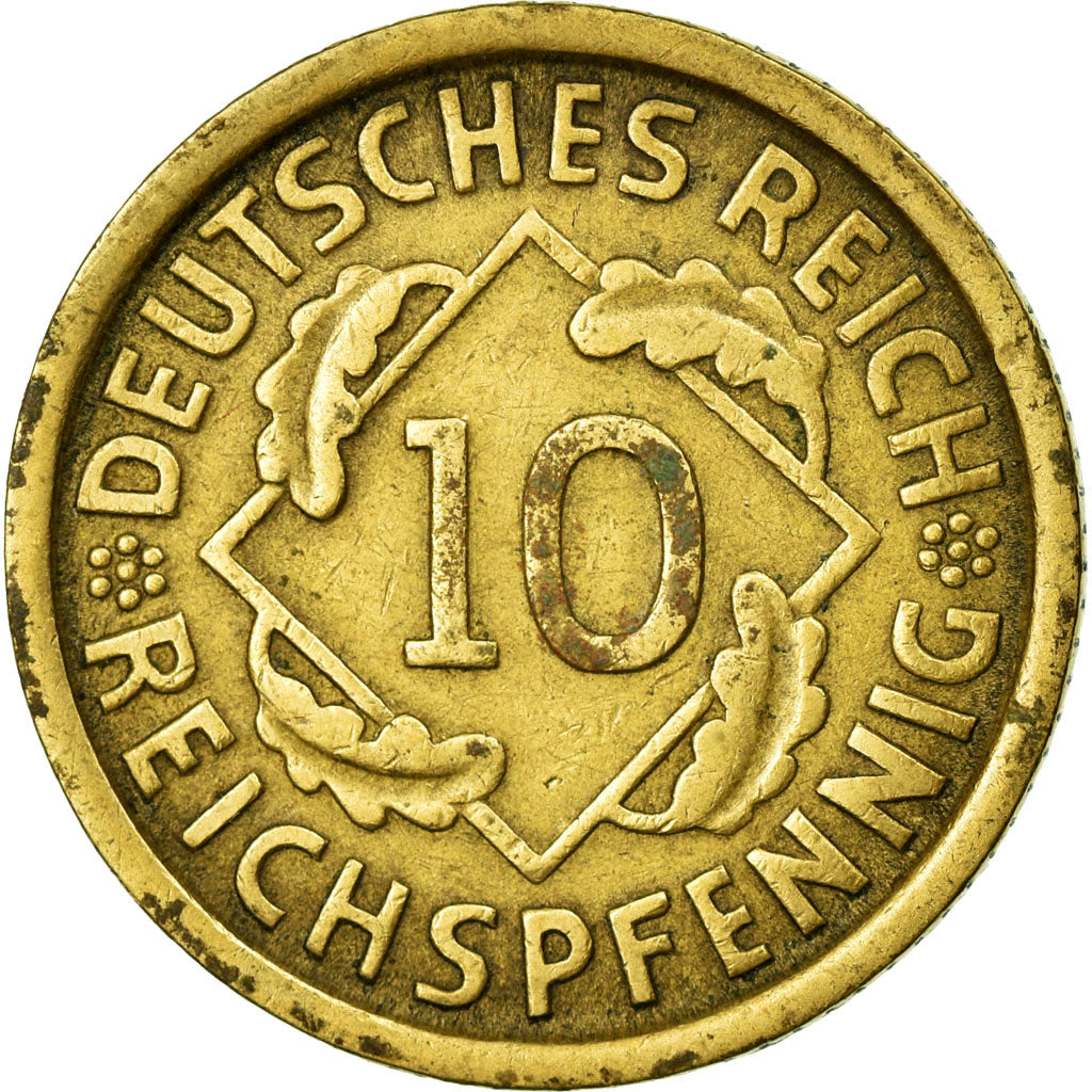 Moneda, ALEMANIA - REPÚBLICA DE WEIMAR, 10 Reichspfennig, 1932, Munich, MBC