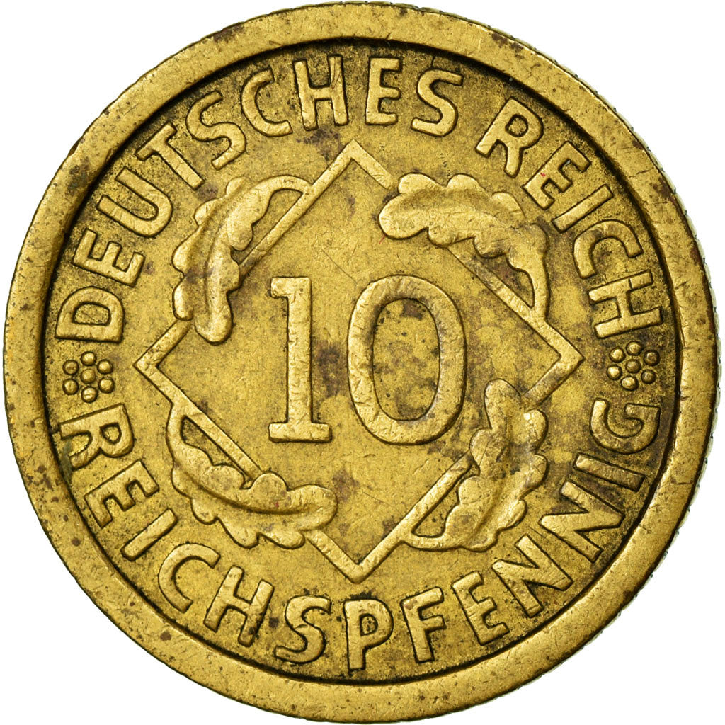 Monnaie, Allemagne, République de Weimar, 10 Reichspfennig, 1929, Stuttgart