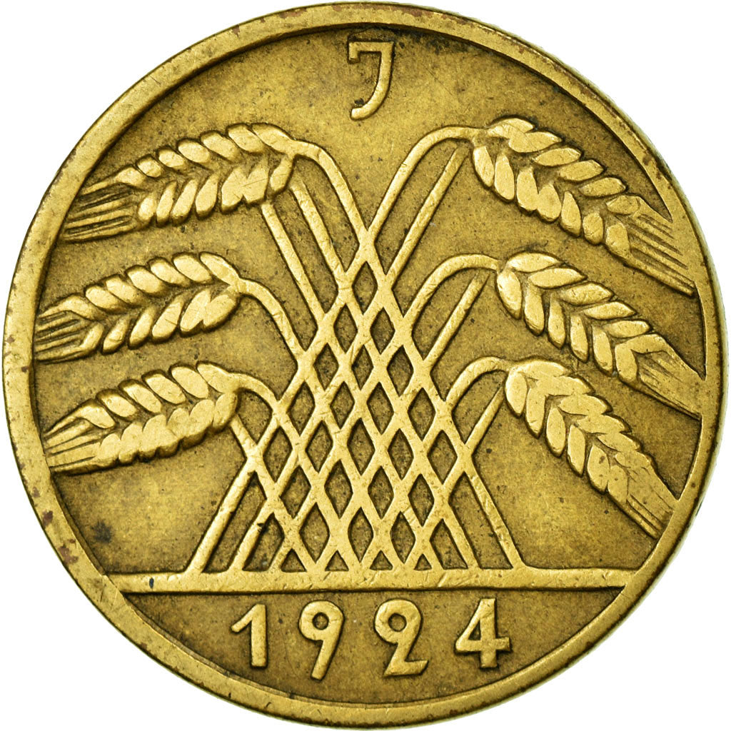 Coin, GERMANY, WEIMAR REPUBLIC, 10 Reichspfennig, 1924, Hamburg, EF(40-45)
