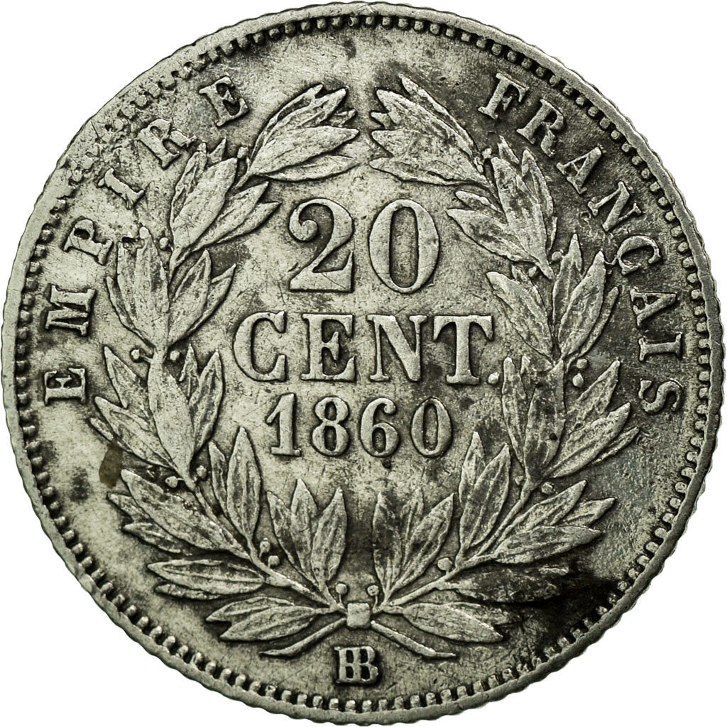Coin, France, Napoleon III, Napoléon III, 20 Centimes, 1860, Strasbourg