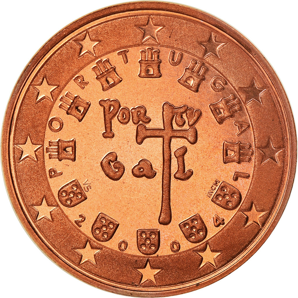 Portugal, 5 Euro Cent, 2004, BE, STGL, Copper Plated Steel, KM:742