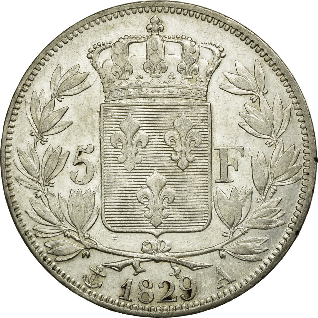 France, Charles X, 5 Francs, 1829, Paris, Silver, EF(40-45), Gadoury:644