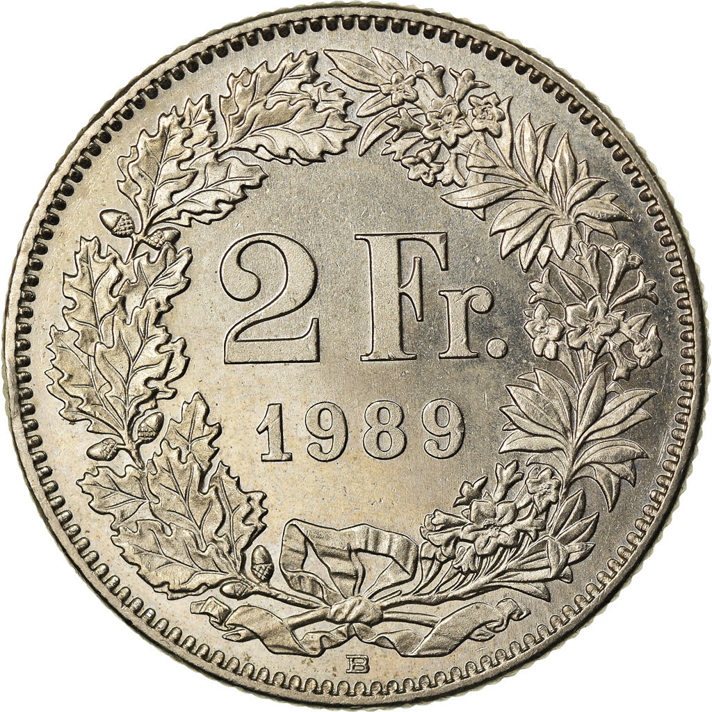 Monnaie, Suisse, 2 Francs, 1989, Bern, BE, TTB, Copper-nickel, KM:21a.3
