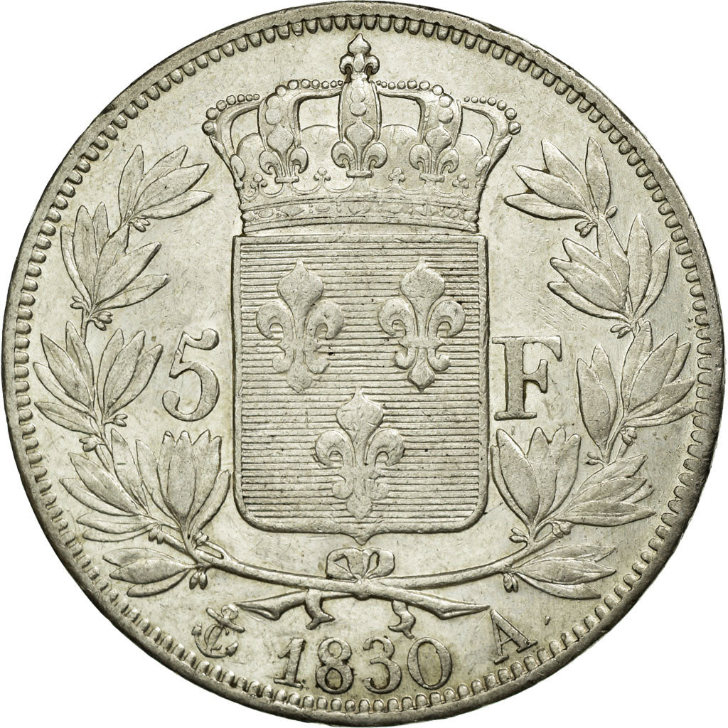Coin, France, Charles X, 5 Francs, 1830, Paris, AU(50-53), Silver, KM:728.1