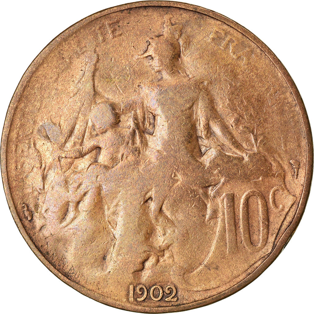 Moneta, Francja, Dupuis, 10 Centimes, 1902, Paris, VF(20-25), Bronze, KM:843