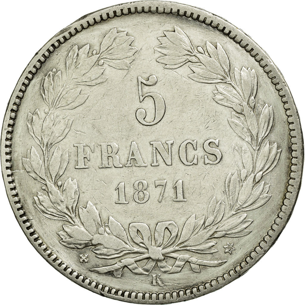 Monnaie, France, Cérès, 5 Francs, 1871, Bordeaux, TTB, Argent, KM:818.2