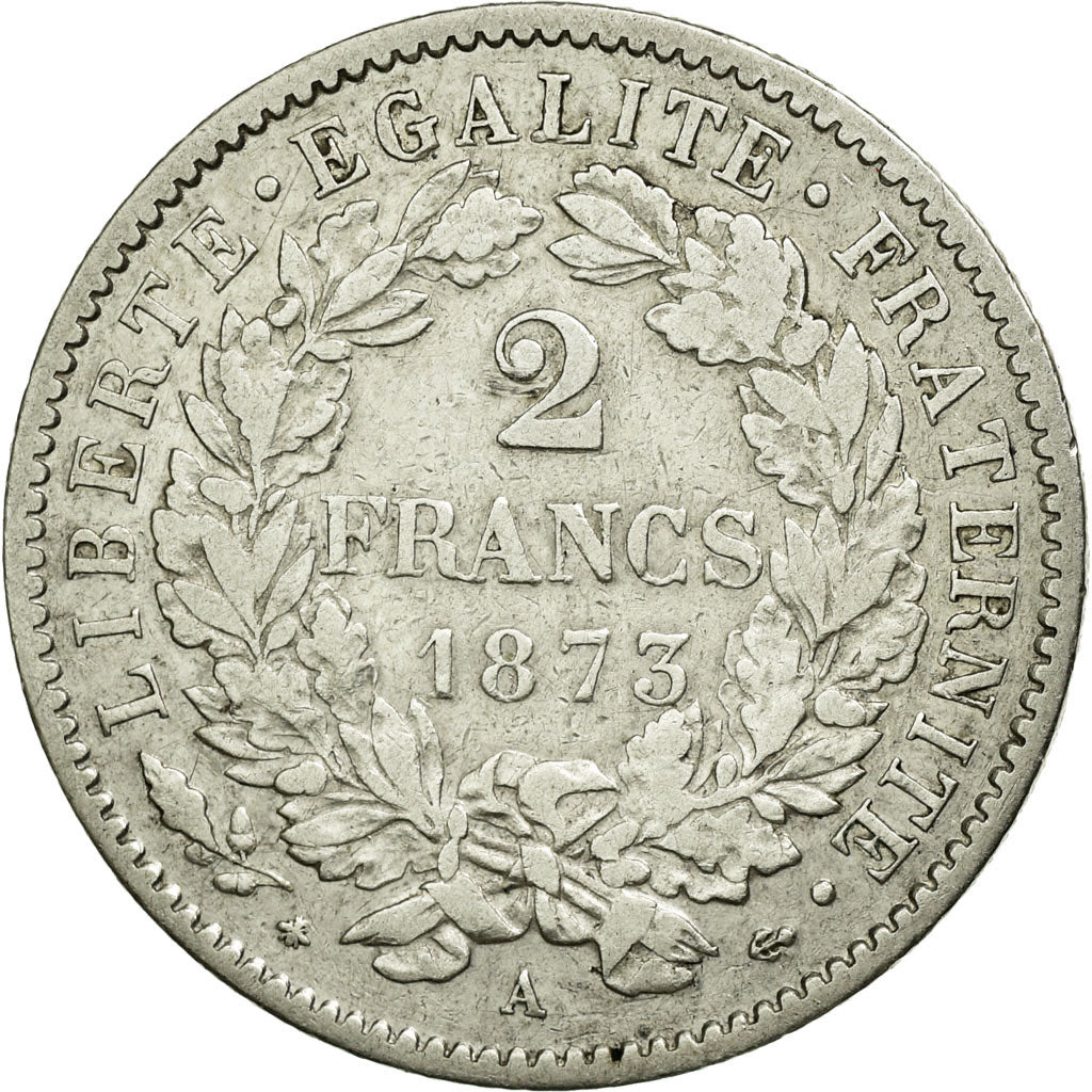 Coin, France, Cérès, 2 Francs, 1873, Paris, EF(40-45), Silver, KM:817.1
