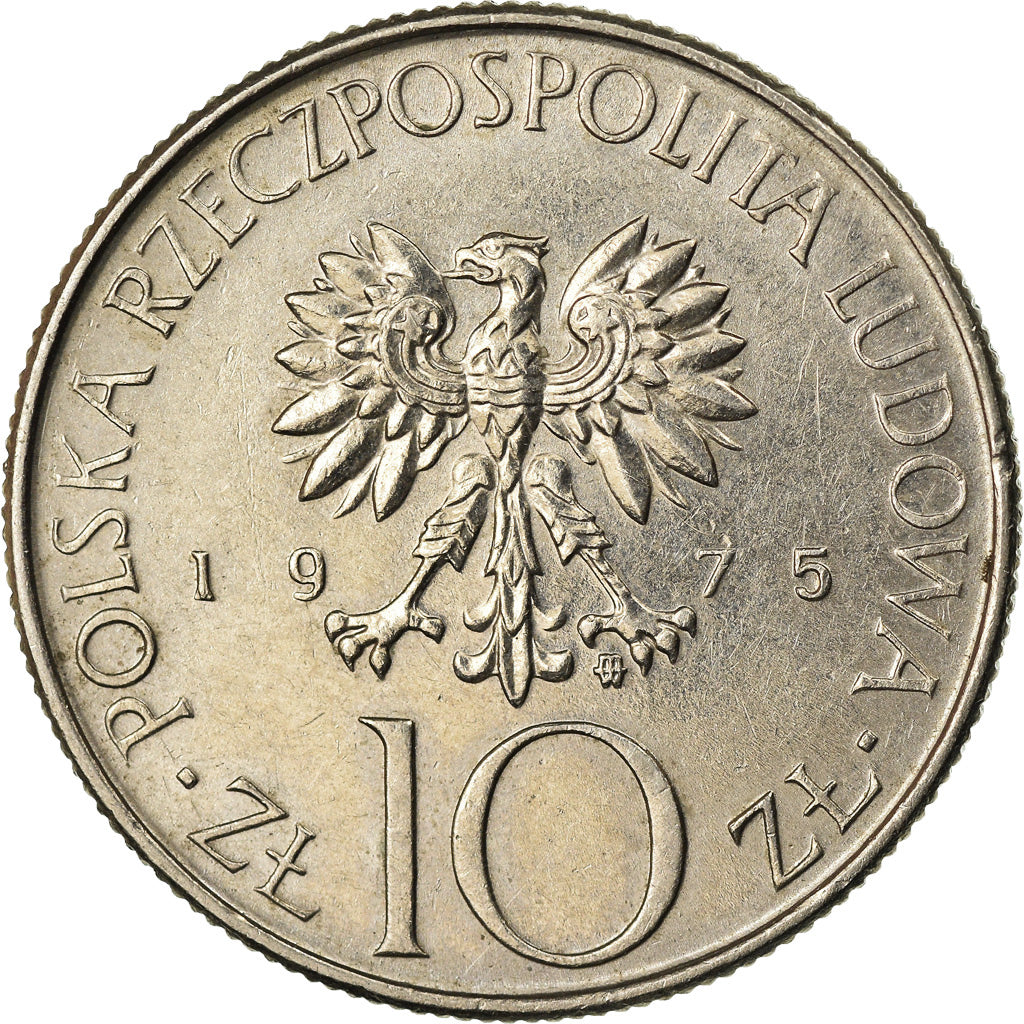Moneta, Polonia, 10 Zlotych, 1975, Warsaw, BB+, Rame-nichel, KM:74