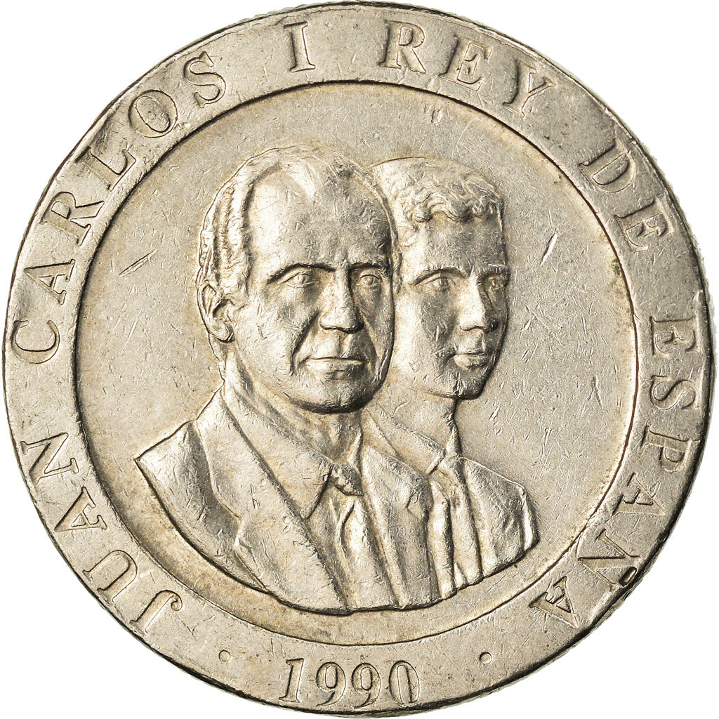 Coin, Spain, Juan Carlos I, 200 Pesetas, 1990, VF(30-35), Copper-nickel, KM:855