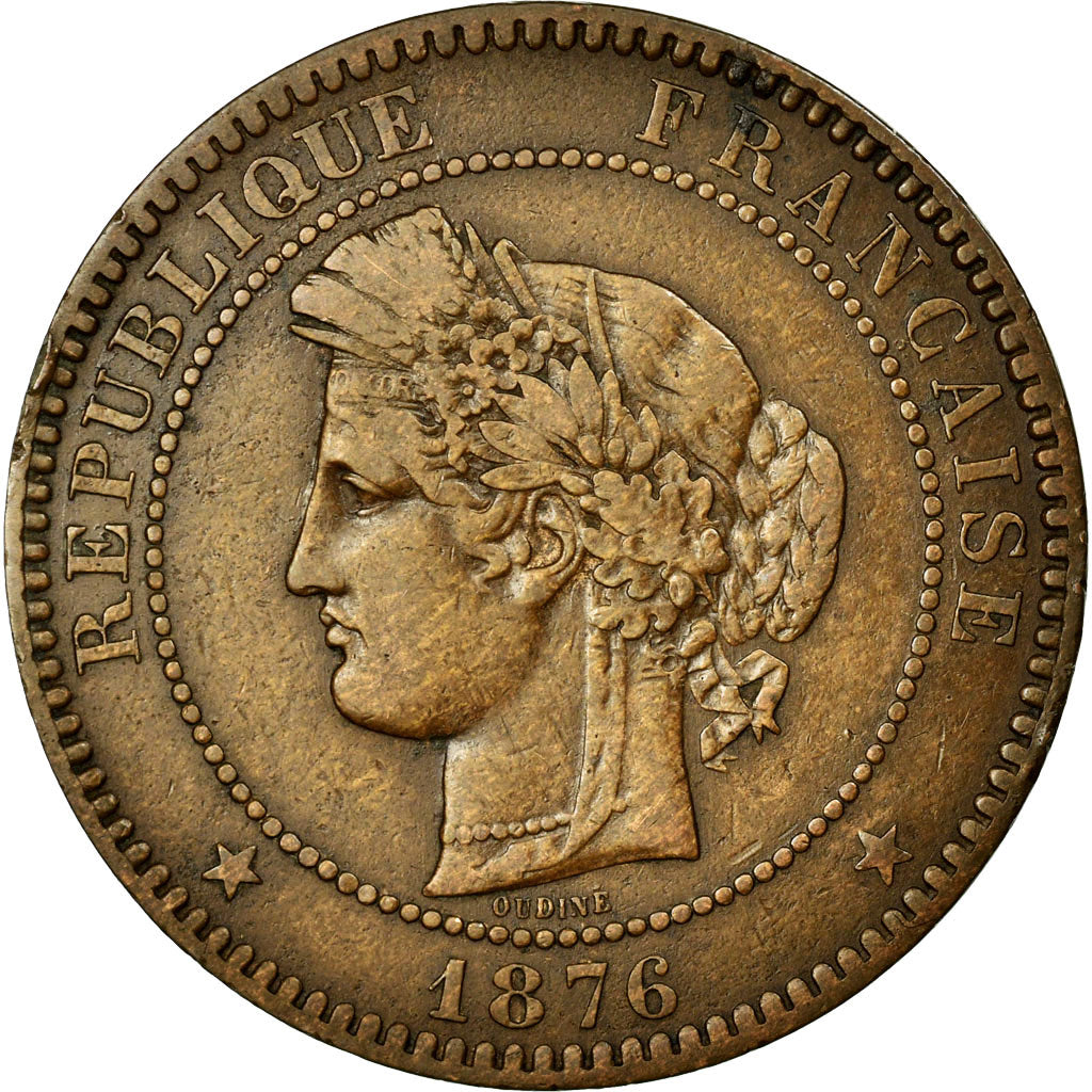 Coin, France, Cérès, 10 Centimes, 1876, Paris, EF(40-45), Bronze, KM:815.1