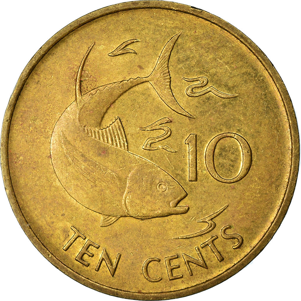 Moneda, Seychelles, 10 Cents, 1982, British Royal Mint, MBC, Latón, KM:48.1