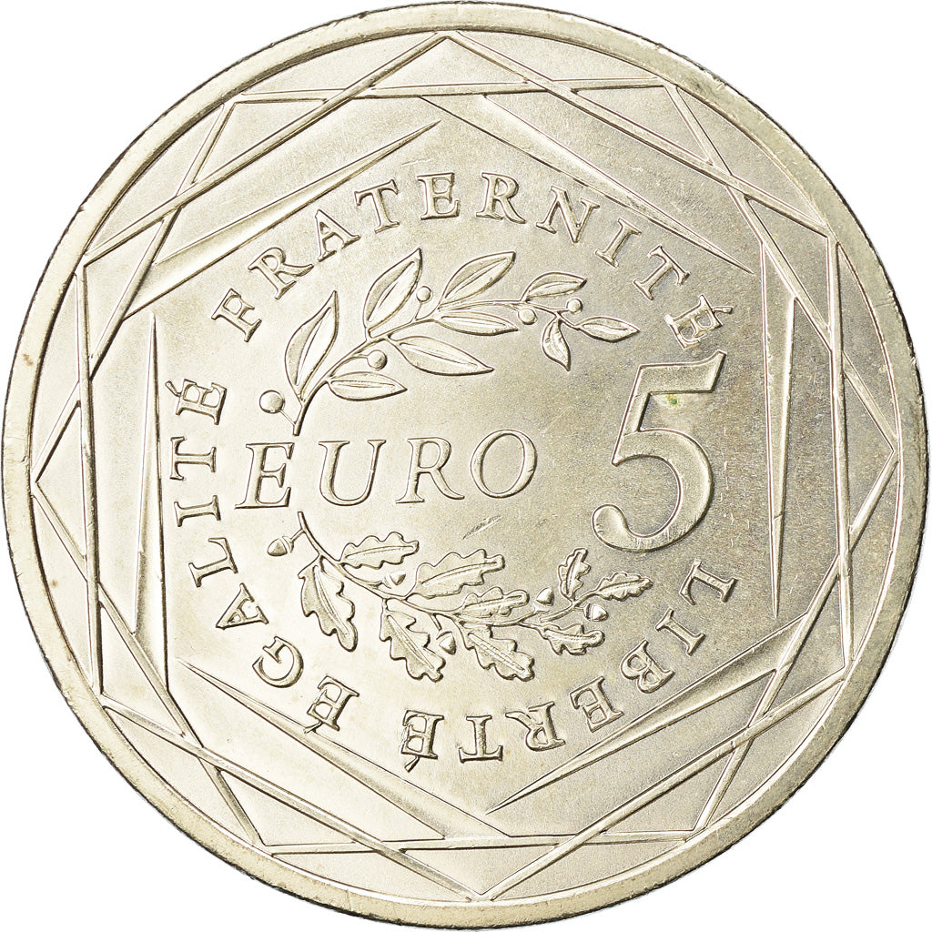 France, 5 Euro, 2008, AU(55-58), Silver, KM:1534