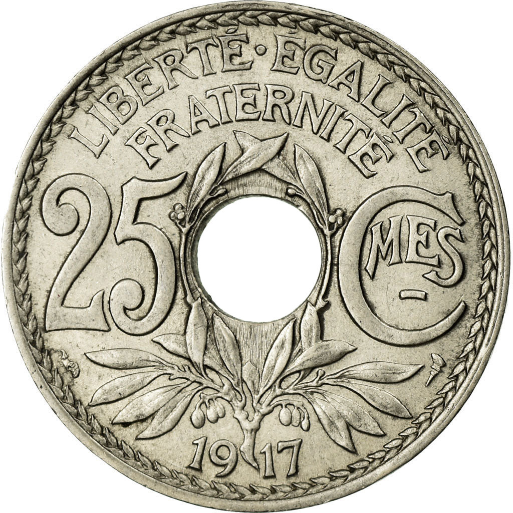 Moneta, Francia, Lindauer, 25 Centimes, 1917, SPL-, Nichel, KM:867, Gadoury:379