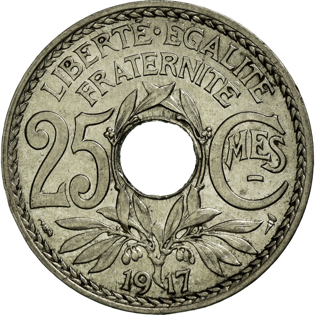Coin, France, Lindauer, 25 Centimes, 1917, MS(60-62), Nickel, KM:867