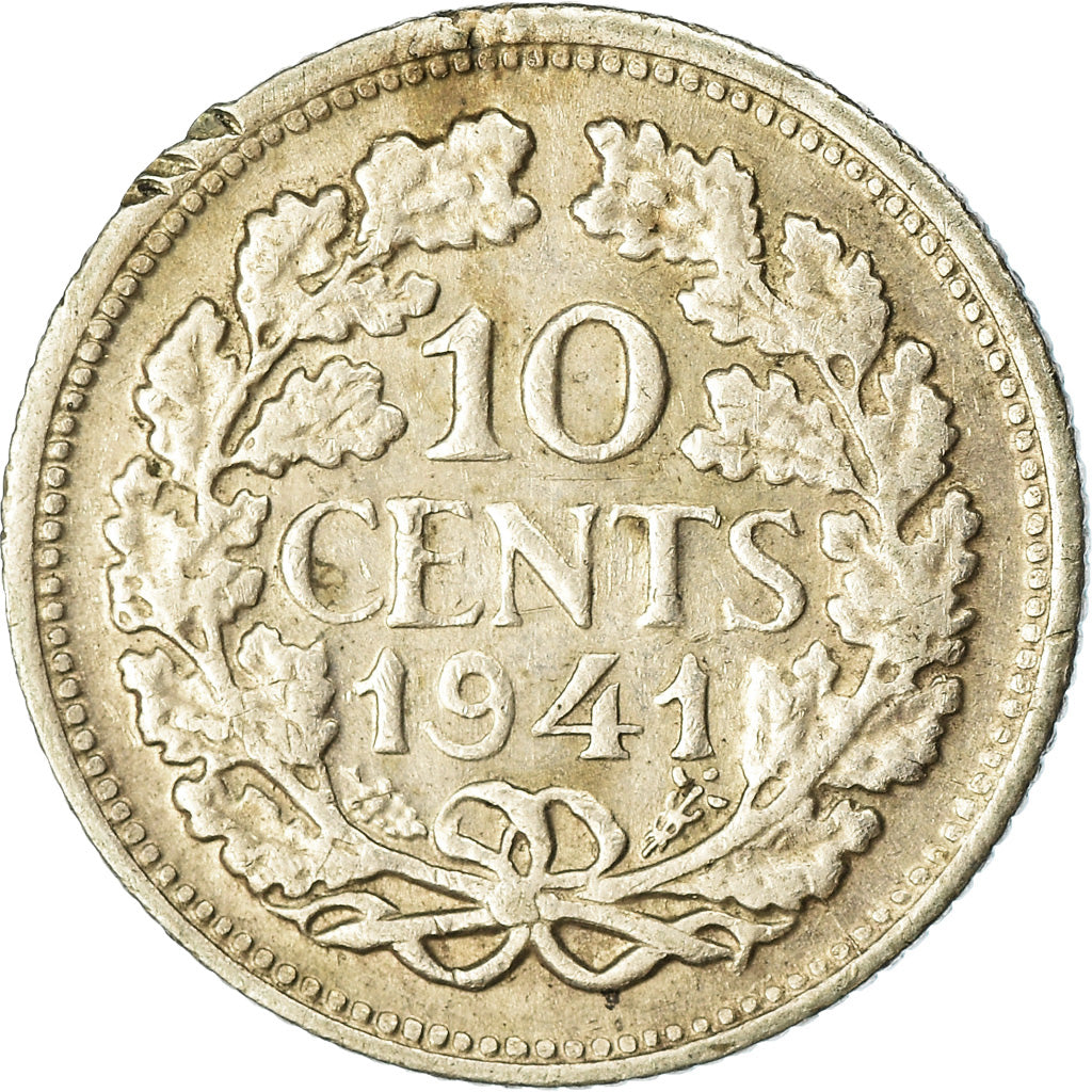 Coin, Netherlands, Wilhelmina I, 10 Cents, 1941, EF(40-45), Silver, KM:163