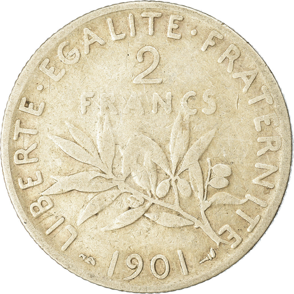 Moneta, Francia, Semeuse, 2 Francs, 1901, Paris, MB, Argento, KM:845.1