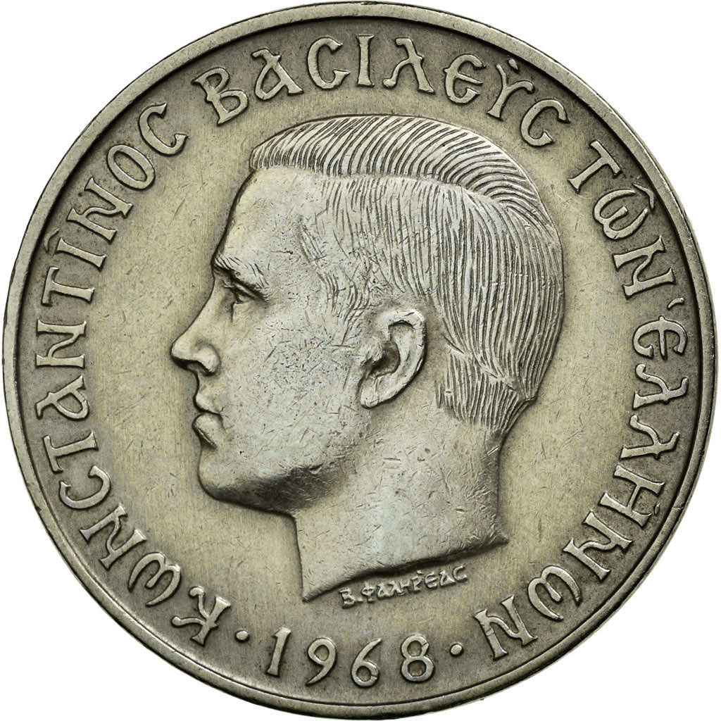 Münze, Griechenland, Constantine II, 10 Drachmai, 1968, SS+, Copper-nickel