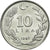Moneda, Turquía, 10 Lira, 1987, EBC+, Aluminio, KM:964
