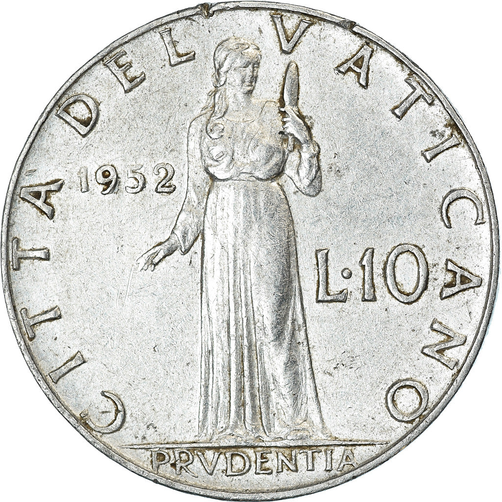 Moneta, PAŃSTWO WATYKAŃSKIE, Pius XII, 10 Lire, 1952, Roma, VF(30-35)