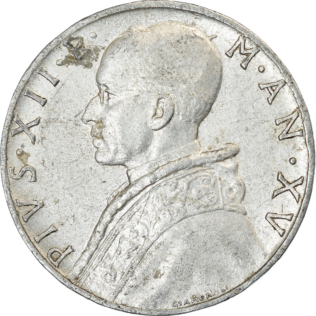 Moneta, CITTÀ DEL VATICANO, Pius XII, 10 Lire, 1953, Roma, MB, Alluminio