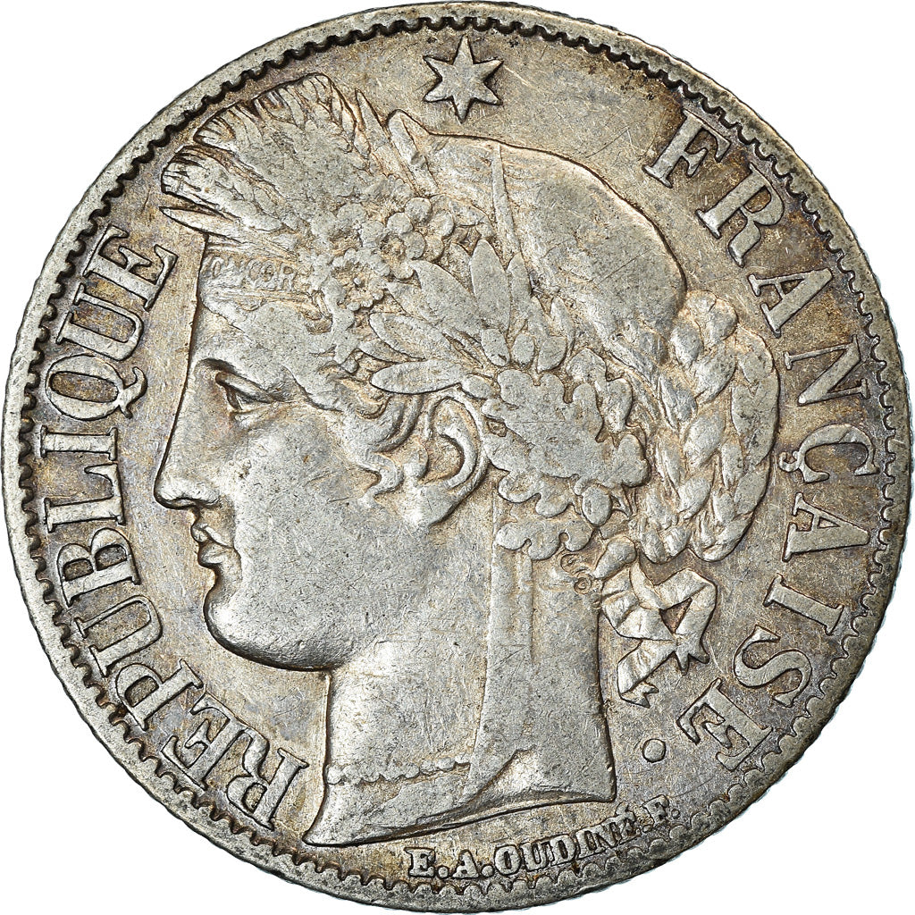 Moneta, Francia, Cérès, Franc, 1872, Paris, BB, Argento, KM:822.1