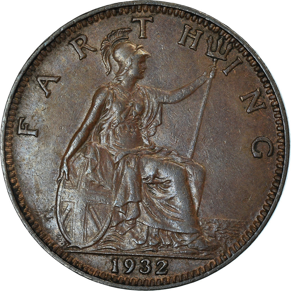 Coin, Great Britain, George V, Farthing, 1932, AU(50-53), Bronze, KM:825