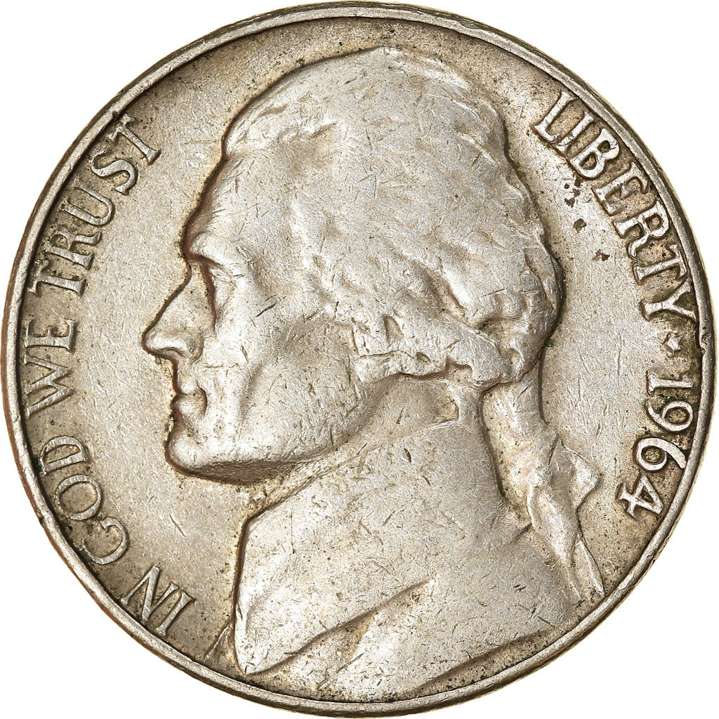 Monnaie, États-Unis, Jefferson Nickel, 5 Cents, 1964, U.S. Mint, Philadelphie