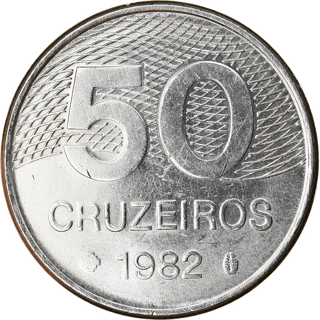 Moeda, Brasil, 50 Cruzeiros, 1982, EF(40-45), Aço Inoxidável, KM:594.1