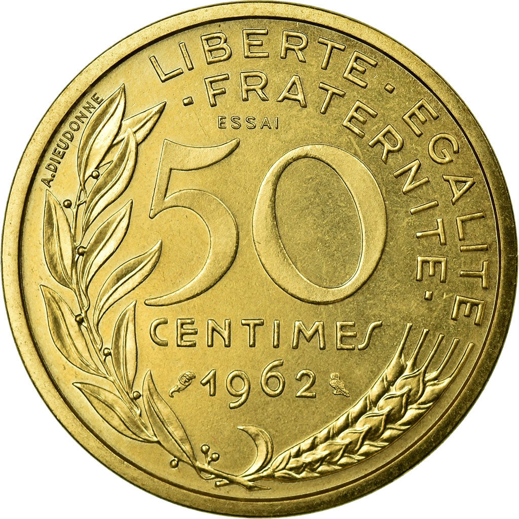 Coin, France, 50 Centimes, 1962, MS(63), Aluminum-Bronze, KM:E110, Gadoury:427