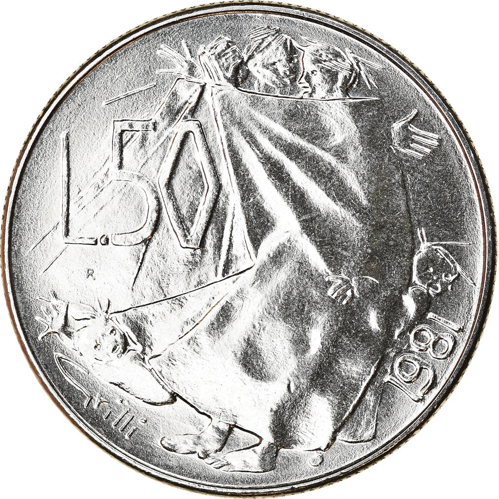 Moneta, San Marino, 50 Lire, 1981, Rome, SPL, Acciaio, KM:121