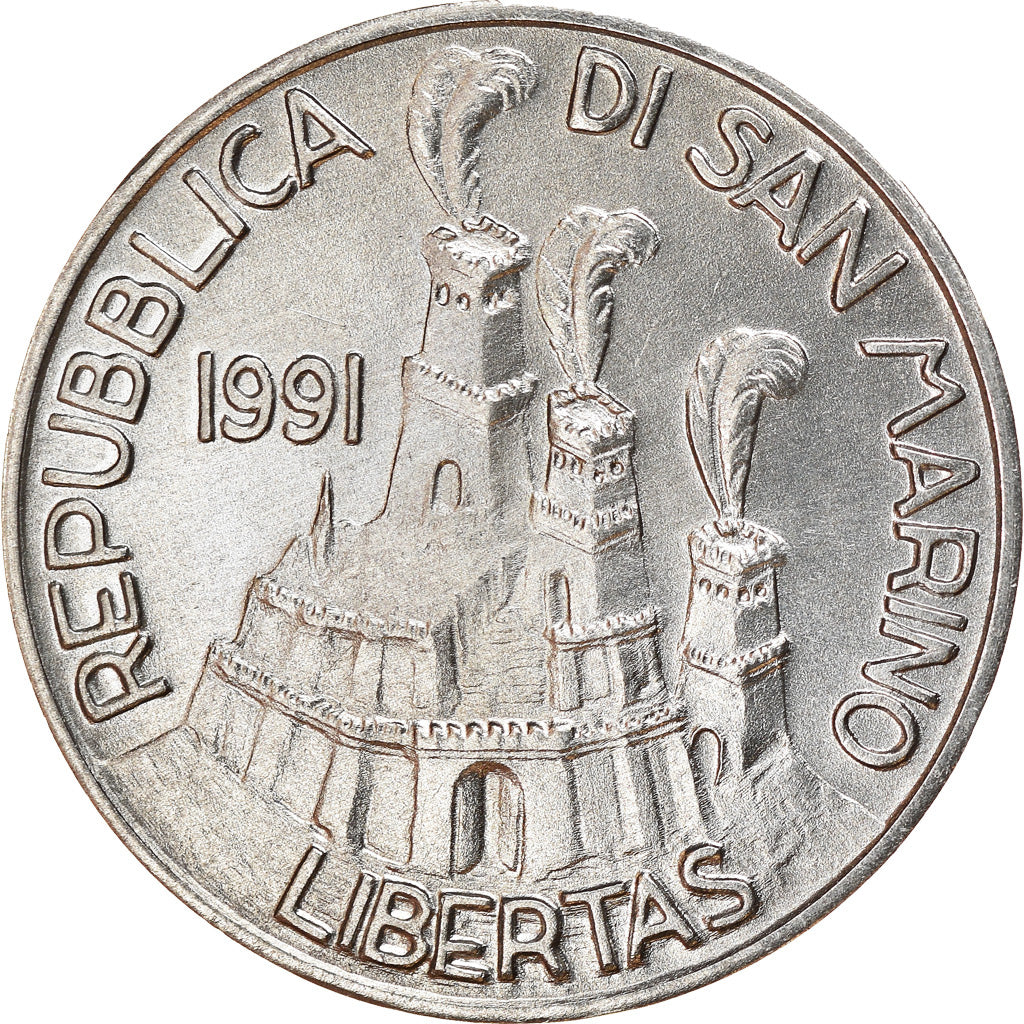 Coin, San Marino, 10 Lire, 1991, Rome, MS(63), Aluminum, KM:264
