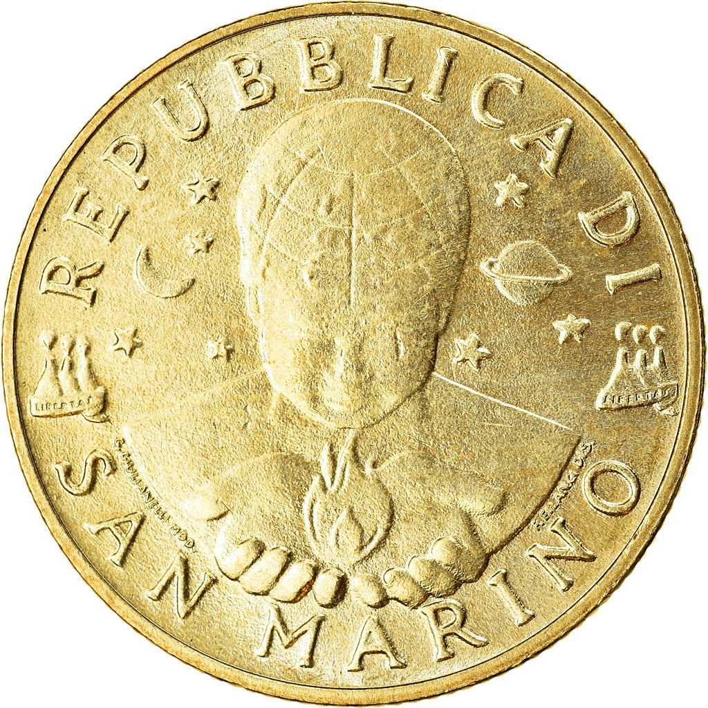 Coin, San Marino, 200 Lire, 1997, MS(63), Aluminum-Bronze, KM:366
