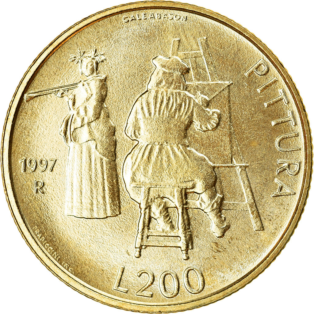 Coin, San Marino, 200 Lire, 1997, MS(63), Aluminum-Bronze, KM:366
