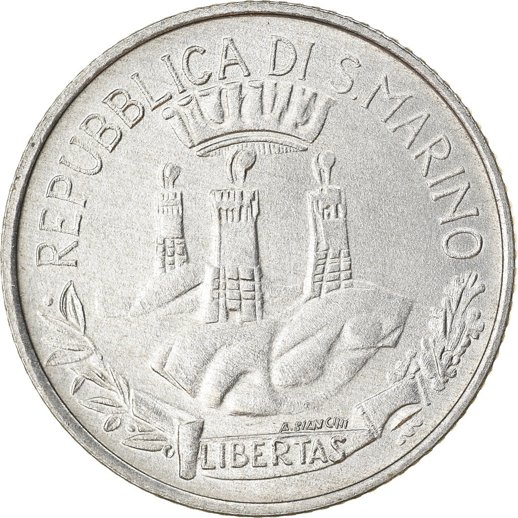 Coin, San Marino, 2 Lire, 1982, Rome, MS(63), Aluminum, KM:132