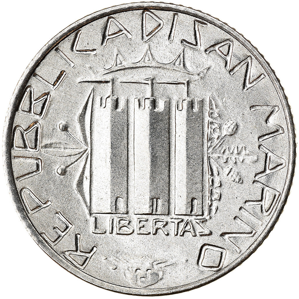 Moneta, San Marino, 2 Lire, 1985, Rome, AU(55-58), Aluminium, KM:174