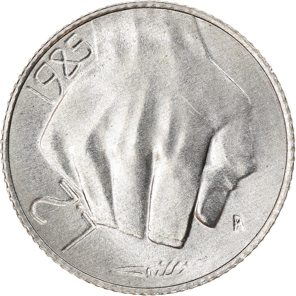 Moneta, San Marino, 2 Lire, 1985, Rome, AU(55-58), Aluminium, KM:174